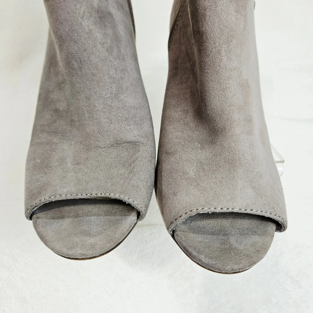 Candie's Taupe Floral Embroidered Peep Toe Ankle Boots 7.5 Boho Cottagecore